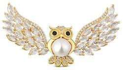 JwL Luxury Pearls Luxus aranyozott bross gyönggyel és kristályokkal Okos bagoly JL0813