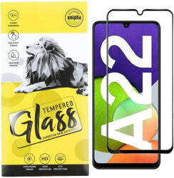 Samsung Galaxy A22 5G üvegfólia, tempered glass, előlapi, 9D, edzett, hajlított, fekete kerettel