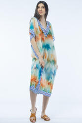 SHOPIKA Rochie lunga de plaja tip poncho cu motive florale acuarela Talie unica
