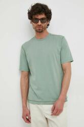 Sisley pamut póló zöld, sima - zöld S - answear - 6 585 Ft
