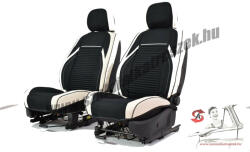 Honda Cr-V Flora Bőr/Szövet Méretezett Üléshuzat -Fehér/Fekete- 2 Első Ülésre