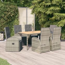 vidaXL Set mobilier de grădină cu perne, 7 piese, gri, poliratan (3157587) - vidaxl