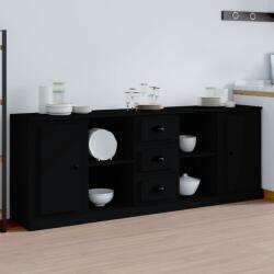 vidaXL Servante, 3 piese, negru, lemn prelucrat (3185256) Comoda