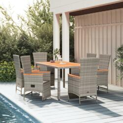 vidaXL Set mobilier de grădină cu perne, 7 piese, gri, poliratan (3157558)