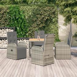 vidaXL Set mobilier de grădină cu perne, 5 piese, gri, poliratan (3157584)