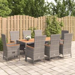 vidaXL Set mobilier grădină cu perne, 9 piese, gri, poliratan (3157553)