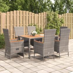 vidaXL Set mobilier de grădină cu perne, 7 piese, gri, poliratan (3157551)