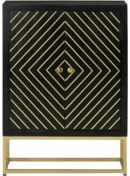 vidaXL Servantă cu 2 uși, negru/auriu, 55x30x75 cm, lemn masiv mango (352042) Comoda