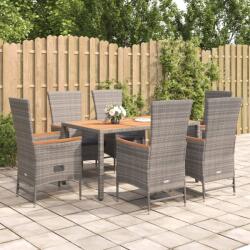 vidaXL Set mobilier de grădină cu perne, 7 piese, gri, poliratan (3157550)