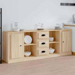 vidaXL Servante, 3 piese, stejar sonoma, lemn prelucrat (3185258) Comoda