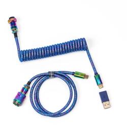 Keychron Colorful Premium Coiled Aviator Rainbow Plated Blue Кабел за клавиатура (CAB-6)