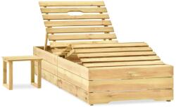 vidaXL Șezlong de grădină cu masă și pernă, lemn de pin tratat (3065954)