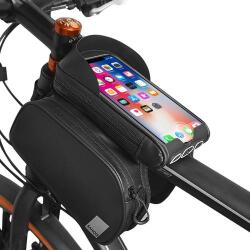 Sahoo vázra rögzíthető, vízálló kerékpáros táska, levehető árnyékolós telefontartóval 1.5L, Fekete (SAHOO-T122056-SA) (SAHOO-T122056-SA)