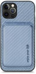 FixPremium - Karbon tok MagSafe tárcával iPhone 12 Pro Max készülékhez, kék