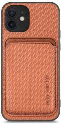 FixPremium - Karbon tok MagSafe tárcával iPhone 12 mini készülékhez, barna