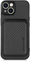 FixPremium - Karbon tok MagSafe tárcával iPhone 13 mini készülékhez, fekete