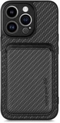 FixPremium - Karbon tok MagSafe tárcával iPhone 14 Pro készülékhez, fekete