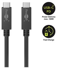Goobay USB-C adat- és gyorstöltő kábel, 1m, fekete 49254