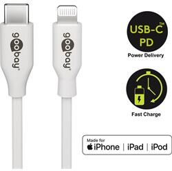 Goobay Lightning - USB-C adat- és töltőkábel, 1m, fehér (39425)