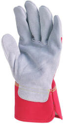 Euro Protection EP munkavédelmi bőrkesztyű, szürke marhahasíték/piros vászon kézhát (1155_8)