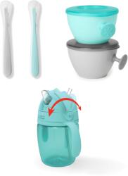Skip Hop - Set de hranire Easy-Feed (sticla cu pai, 2 lingurite si 2 boluri ergonomice) Set pentru masa bebelusi
