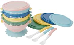 Badabulle - Set 5 boluri si 3 lingurite colorate Set pentru masa bebelusi