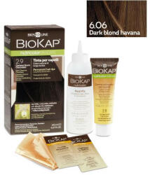BioKap Vopsea permanentă pentru păr Nutricolor Delicato, Nunaţa Dark Blond Havana 6.06, 140 ml, Biokap