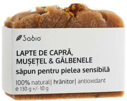 SABIO Săpun natural pentru pielea sensibilă cu lapte de capră, mușețel și galbenele, 130 g, Sabio
