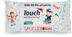 TOUCH Servetele umede antibacteriene Kids, 15 bucati, Touch