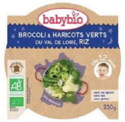 BABYBIO Piure Meniu Bio din brocoli, fasole verde si orez, +12 luni, 230 g, BabyBio