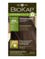 BioKap Vopsea pentru păr Nutricolor Delicato Rapid, Nuanţa Natural Light Chestnut 5.0, 135 ml, Biokap