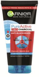 Garnier Gel de curatare 3 in 1 Pure Active Charcoal Skin Naturals, 150 ml, Garnier