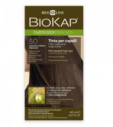 BioKap Vopsea permanenta pentru par Nutricolor Delicato, Nunata Natural Light Chestnut 5.0, 140 ml, Biokap