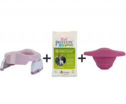 POTETTE Pachet Olita portabila + liner reutilizabil + 10 pungi biodegradabile, roz-alb, Potette Plus Olita