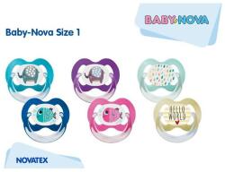 Baby-Nova Suzete multicolore cu Inel + Steribox, Talia 1, 2 buc, Baby Nova