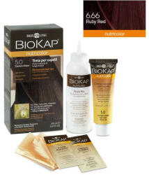 BioKap Vopsea permanentă pentru păr Nutricolor, Nuanţa Ruby Red 6.66, 140 ml, Biokap