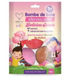Bombe de baie efervescente pentru copii Delicious Sweets, 3 bucati, Easycare Baby