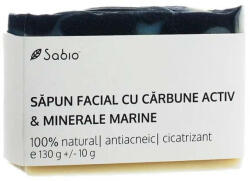 SABIO Săpun facial natural cu cărbune activ și minerale marine, 130 g, Sabio