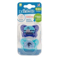 Dr. Brown's Set 2 suzete silicon PreVent design Fluture Albastru, 0-6 luni, Dr Brown`s