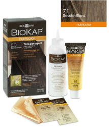 BioKap Vopsea permanentă pentru păr Nutricolor, Nuanţa Swedish Blond 7.1, 140 ml, Biokap