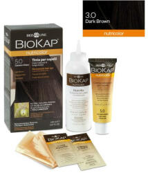 BioKap Vopsea permanentă pentru păr Nutricolor, Nuanţa Dark Brown 3.0, 140 ml, Biokap