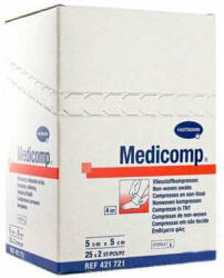 HARTMANN Comprese extra absorbante din material netesut Medicomp Extra, 5x5 cm (421731), 25 bucati, Hartmann