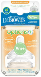 Dr. Brown's Tetine din silicon cu taietura in Y pentru biberoane cu gat larg, 9 luni+, Options+, Dr. Browns