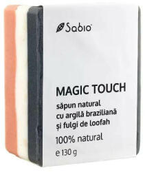 SABIO Săpun natural cu argilă braziliană și fulgi de loofah Magic Touch, 130 g, Sabio