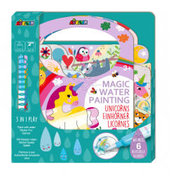 AVENIR Carte de pictat cu apa, stickere si jocuri, portabila - Unicorni (CH221778) Carte de colorat