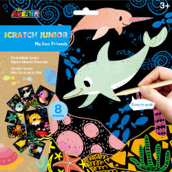 AVENIR Set de razuit Scratch Junior - Prietenii mei marini (CH1674) Carte de colorat