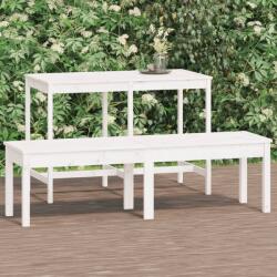 vidaXL Bancă grădină 2 locuri, alb, 159, 5x44x45 cm, lemn masiv de pin (824012)