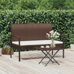 vidaXL Bancă de grădină cu pernă, maro, 105 cm, poliratan (362165)