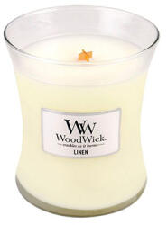 WoodWick Linen lumânare parfumată cu fitil de lemn 275 g