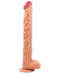 STD Dildo Long D cu Ventuza, PVC, Natural, 41.5 cm Dildo
